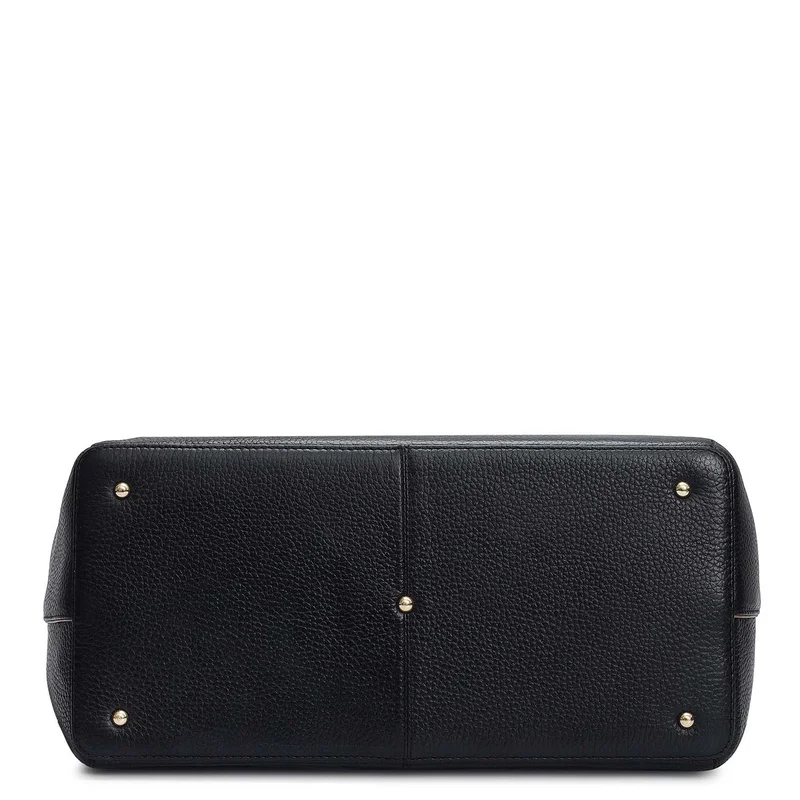 Da Milano Black Medium Wax Leather Tote - Black for Women | Best Price UAE